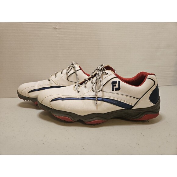 FootJoy Superlites Men's Golf Cleats Model 58009 White/Blue/Red Sz 10M US - Picture 4 of 10